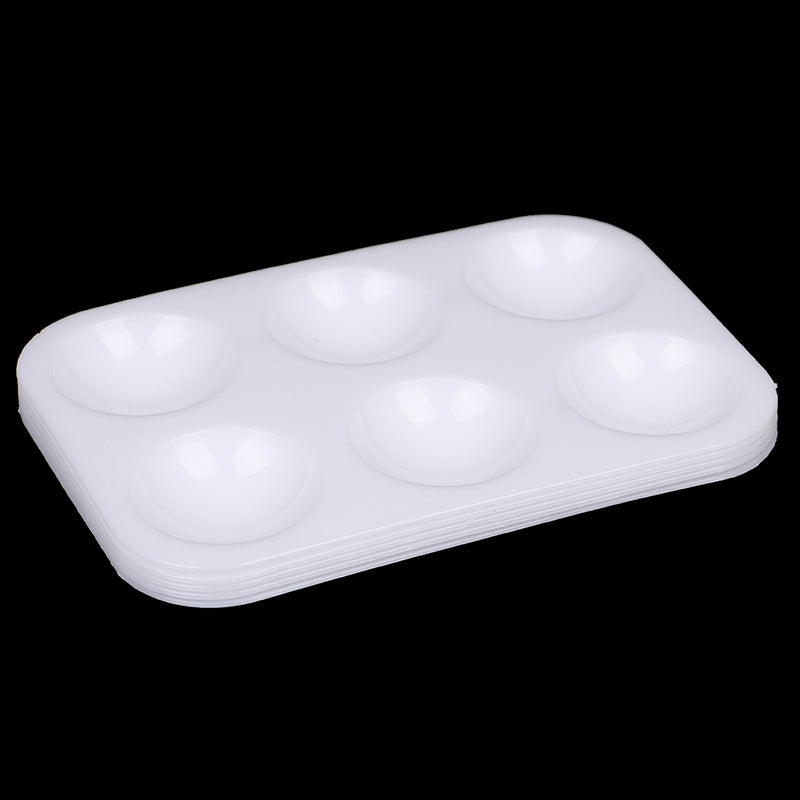 Rectangular painting palette, white, plastic, 6 holes (5 pcs per package)