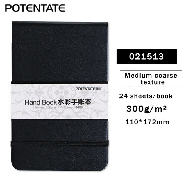 POTENTATE 300gsm 24 Sheets Watercolor Hand Account Book/Pad/Paper Sketch Notebook Water Color Handbook Art Drawing Book/Paper