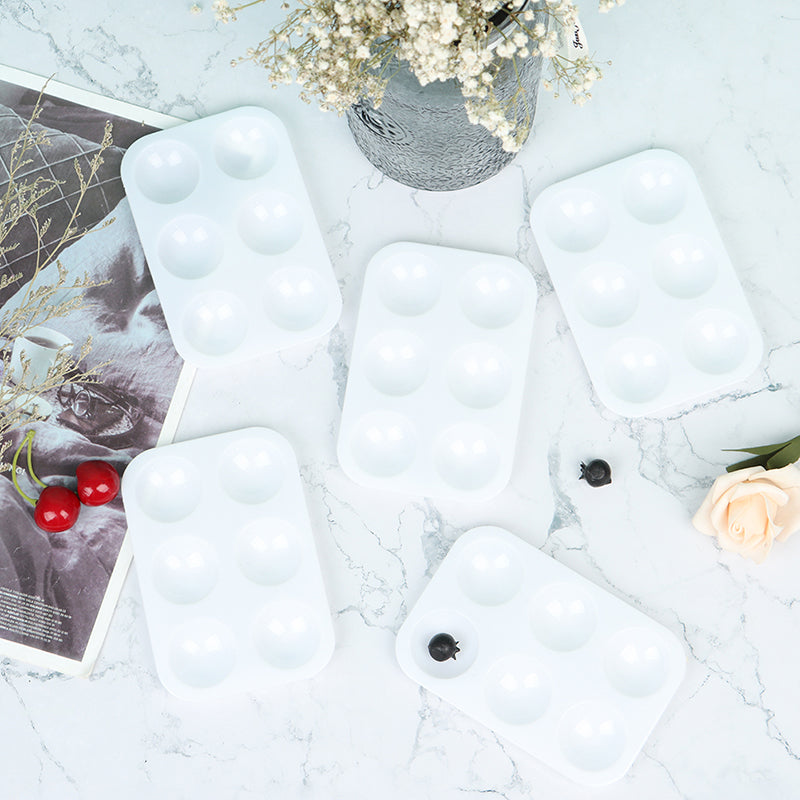 Rectangular painting palette, white, plastic, 6 holes (5 pcs per package)