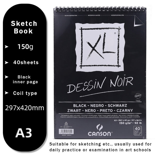 CANSON Art Painting Book 16K/8K/A4/A3 for Sketch/Marker/Acrylic/Watercolor/Pencil/Toner Stick Book Kraft Paper Book XL Series