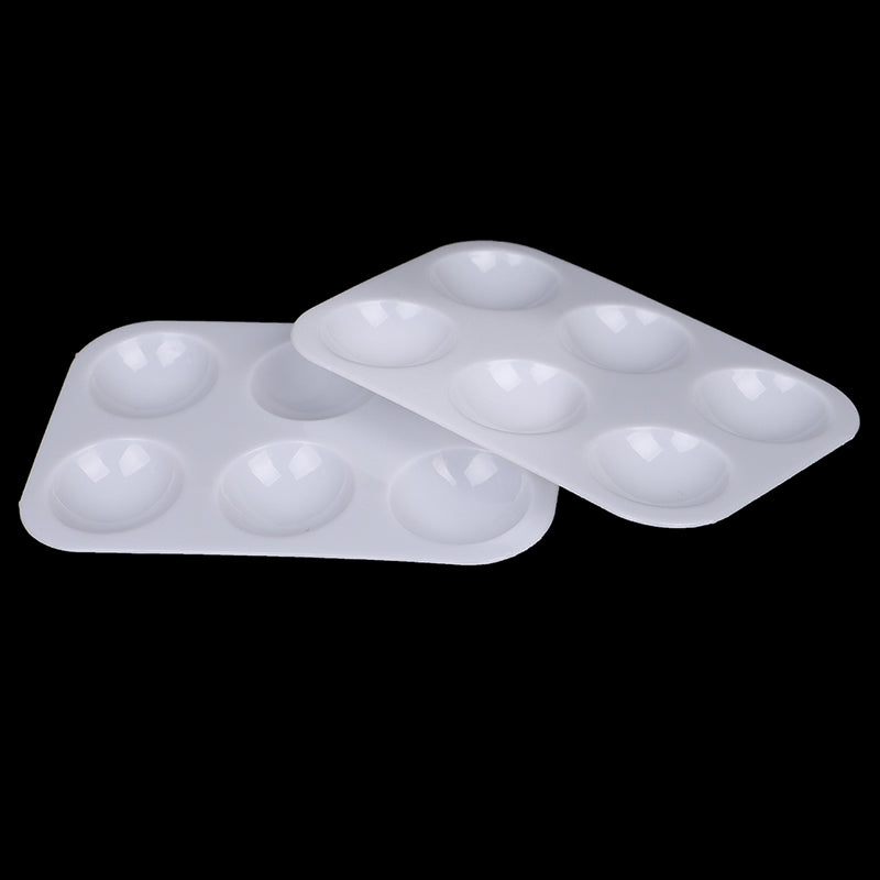 Rectangular painting palette, white, plastic, 6 holes (5 pcs per package)