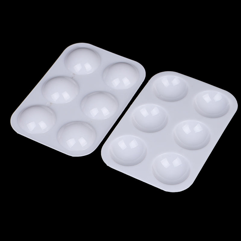 Rectangular painting palette, white, plastic, 6 holes (5 pcs per package)