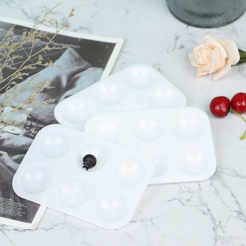 Rectangular painting palette, white, plastic, 6 holes (5 pcs per package)