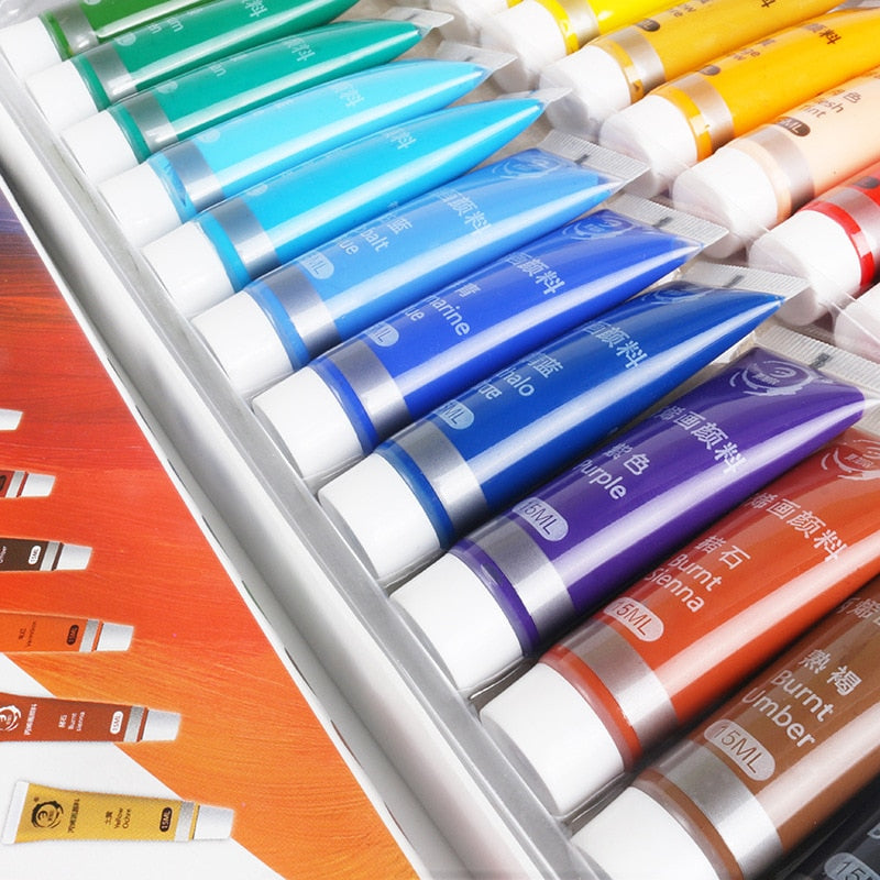 Acrylic Paint Set of 12 Colors 15ml Tubes