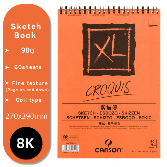 CANSON Art Painting Book 16K/8K/A4/A3 for Sketch/Marker/Acrylic/Watercolor/Pencil/Toner Stick Book Kraft Paper Book XL Series