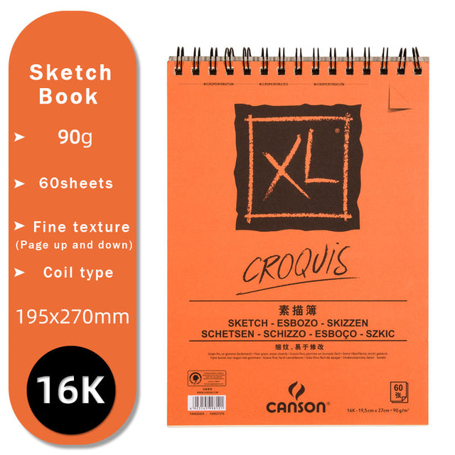 CANSON Art Painting Book 16K/8K/A4/A3 for Sketch/Marker/Acrylic/Watercolor/Pencil/Toner Stick Book Kraft Paper Book XL Series