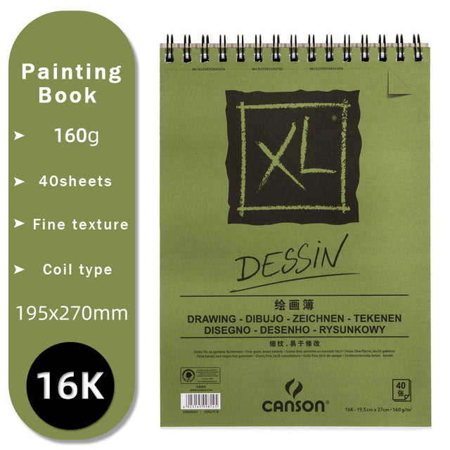 CANSON Art Painting Book 16K/8K/A4/A3 for Sketch/Marker/Acrylic/Watercolor/Pencil/Toner Stick Book Kraft Paper Book XL Series