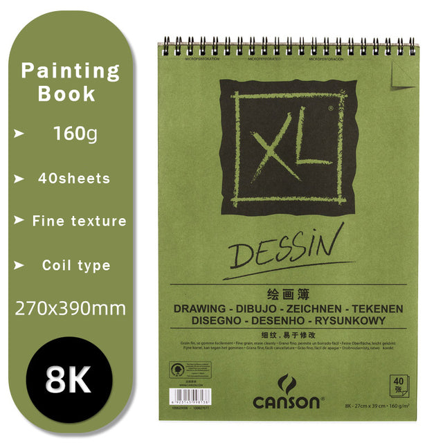 CANSON Art Painting Book 16K/8K/A4/A3 for Sketch/Marker/Acrylic/Watercolor/Pencil/Toner Stick Book Kraft Paper Book XL Series
