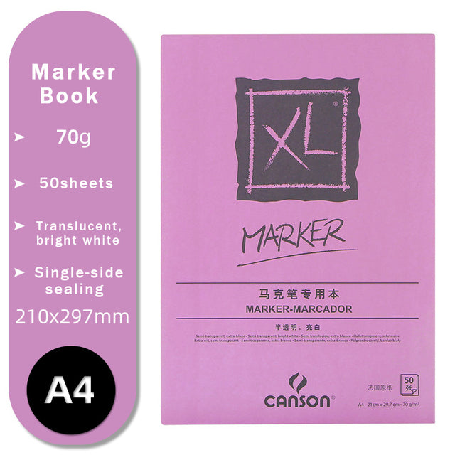 CANSON Art Painting Book 16K/8K/A4/A3 for Sketch/Marker/Acrylic/Watercolor/Pencil/Toner Stick Book Kraft Paper Book XL Series