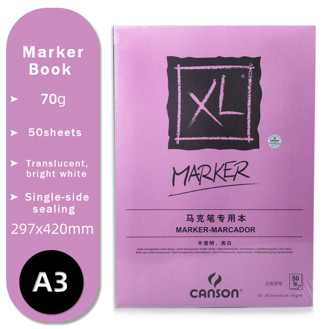 CANSON Art Painting Book 16K/8K/A4/A3 for Sketch/Marker/Acrylic/Watercolor/Pencil/Toner Stick Book Kraft Paper Book XL Series