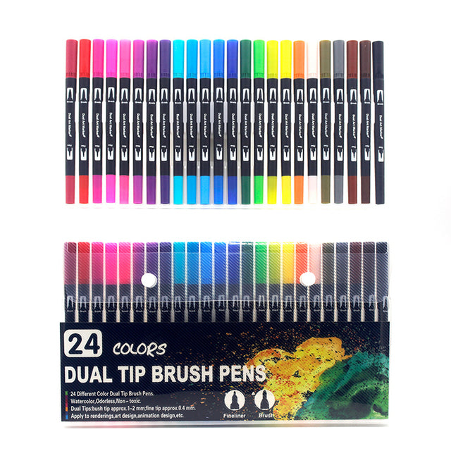 72 Colors Fine Liner Dual Tip Brush Art Markers Pen Watercolor