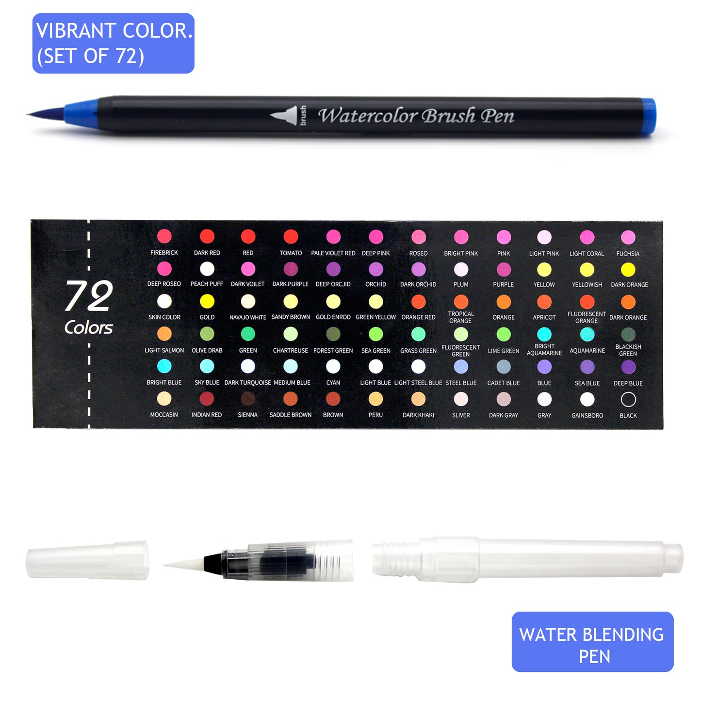 Felt Brush Pens, Basic Colors - Set of 24