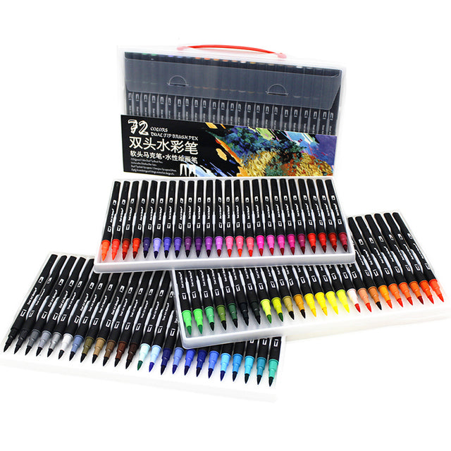 12/18/24 Color Dual Tip Brush Marker Pens Fine Liner Watercolor Art Markers  Calligraphy Coloring Drawing Art Supplies