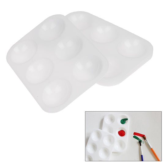 Rectangular painting palette, white, plastic, 6 holes (5 pcs per  package)